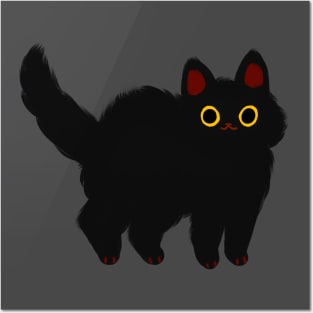 fluffy black cat Posters and Art
